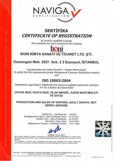 ISO 10002 Belgesi
