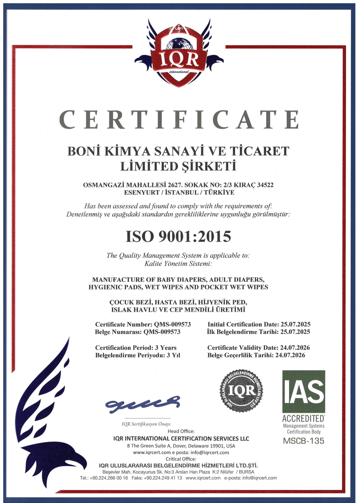 ISO 9001 Certificate