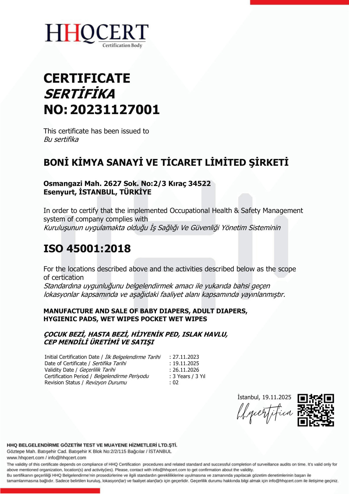ISO 45001 Certificate